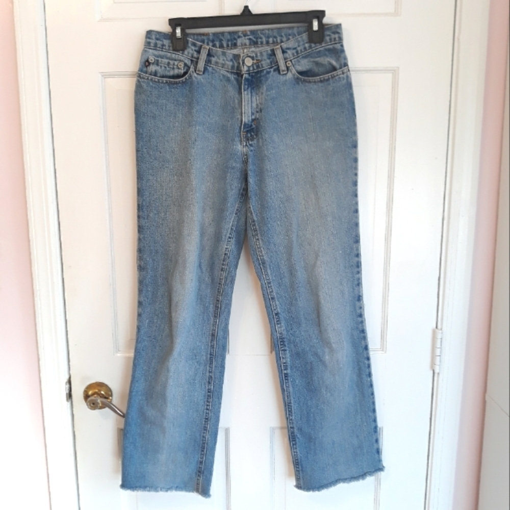 Ralph Lauren vintage low rise raw hem straight leg medium wash jeans
